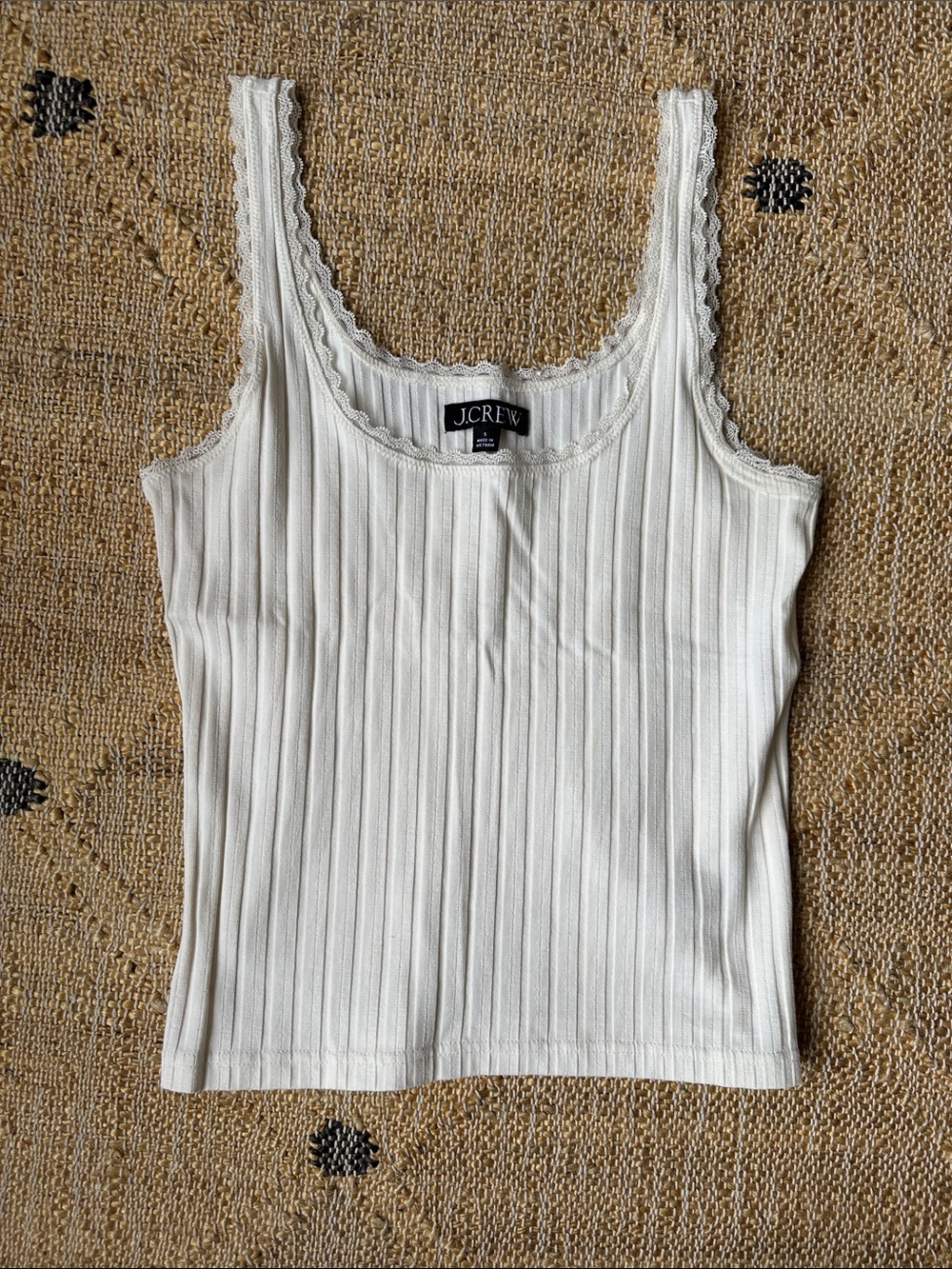 J.Crew Women's Cream Ribbed Tank Top